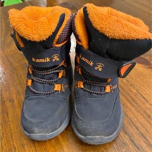 Kamik Kids' Dark Blue and Bright Orange Snow Boots